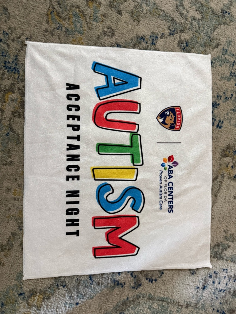 NEW NHL Florida Panthers Hockey Team Autism acceptance Rally Game Towel 4.2.26
